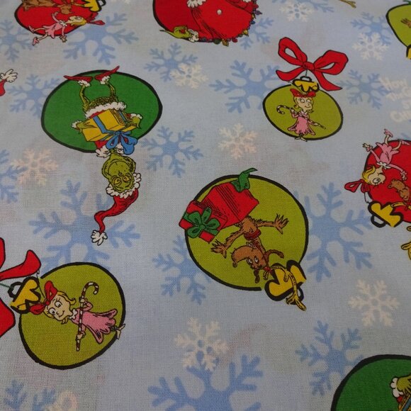 Festive THE GRINCH CHEER ORNAMENTS Handmade Cotton Pillowcase Standard/Queen - Picture 1 of 3